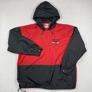 Chicago Bulls Jacket Mens Large Pullover Windbreaker Vintage NBA Basketball Coat